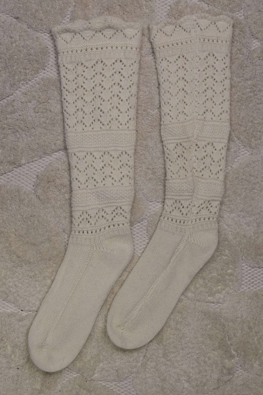 Pointelle Knit Slouch Socks Ecru